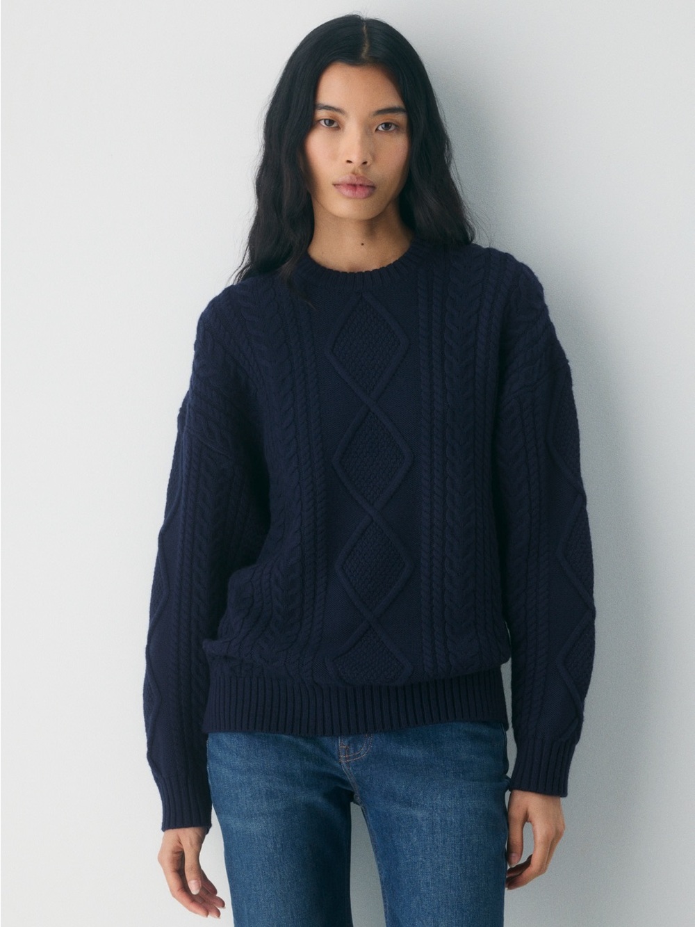 HERITAGE KNIT MERINO WOOL CREW SWEATER ADMIRAL